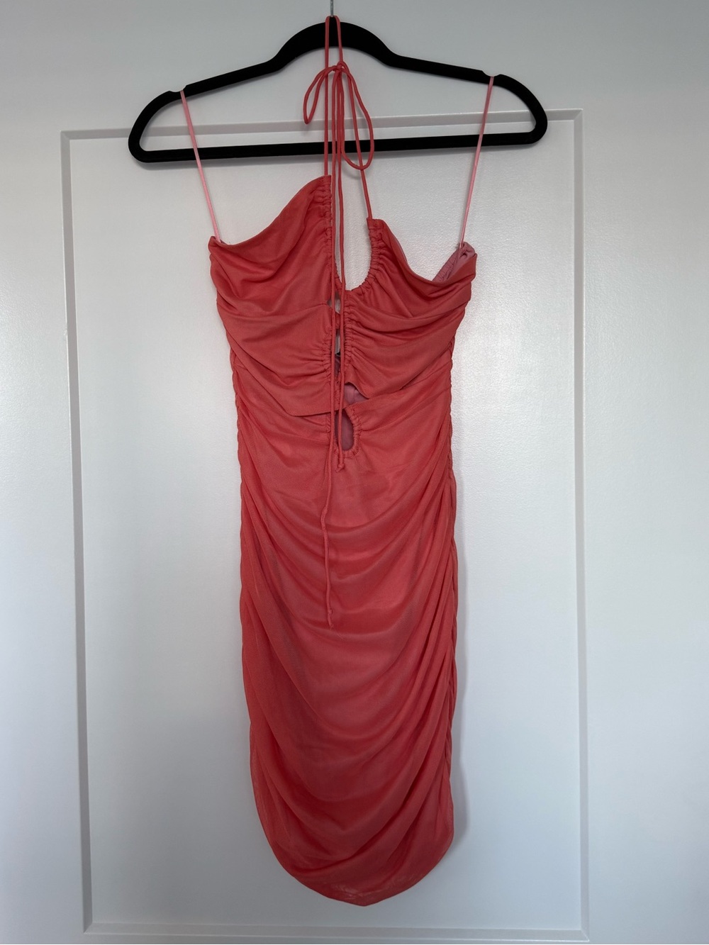 Fashion Nova NWT Coral Ruched Halter Mini Dress